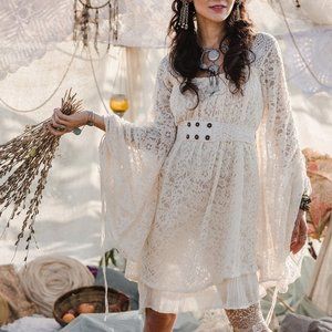 EMPRESS BOHEMIAN DRESS - Short - Off white
